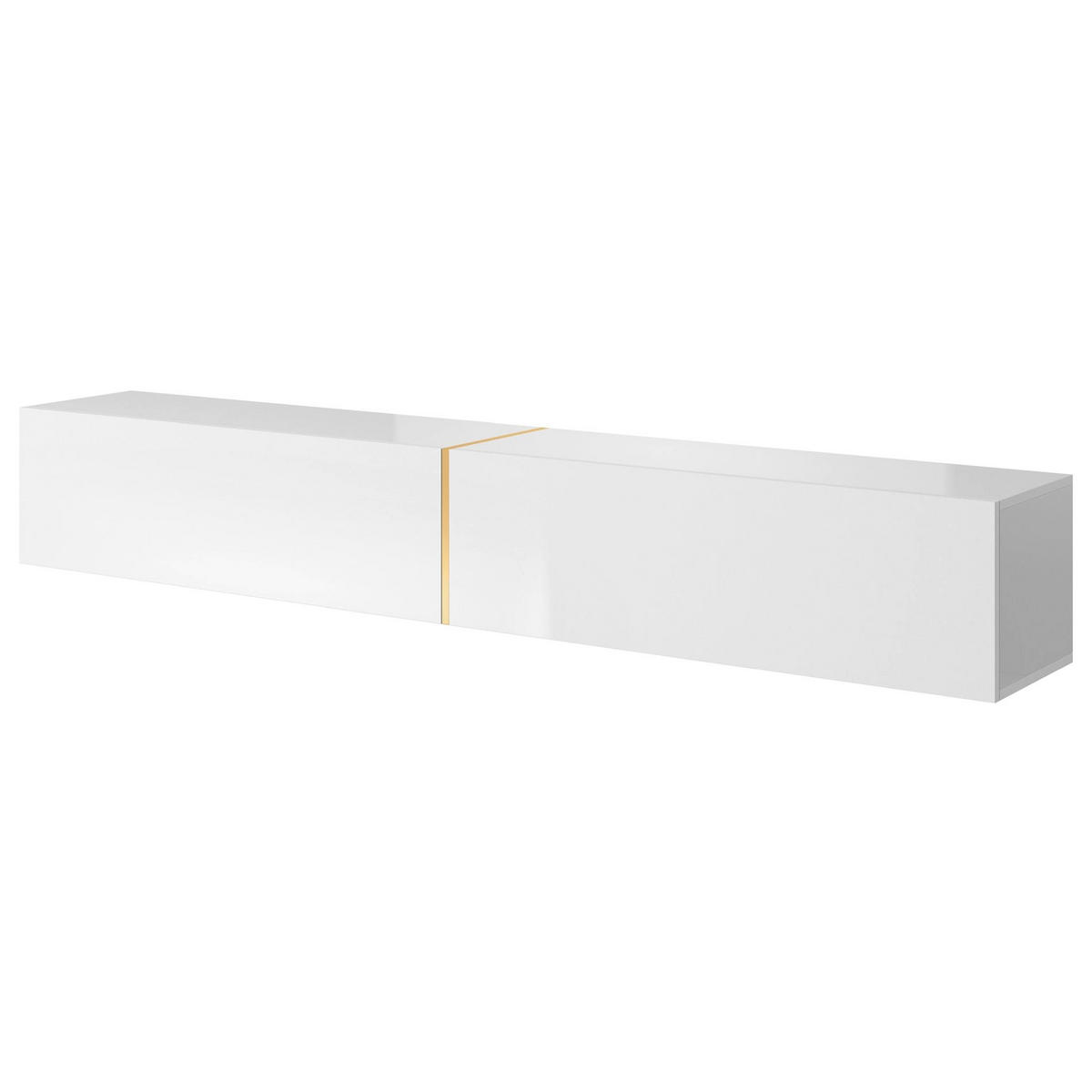 TV stolek Bisira bílý / zlatý 200/30/32 cm - bílá, kompozitní dřevo (200/30/31.6cm) - Selsey