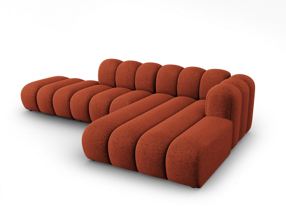 ECKSOFA modular rechts Lupine aus Chenille-Stoff terrakotta 5 Sitzplätze - Terracotta, Textil (177/299cm) - Micadoni