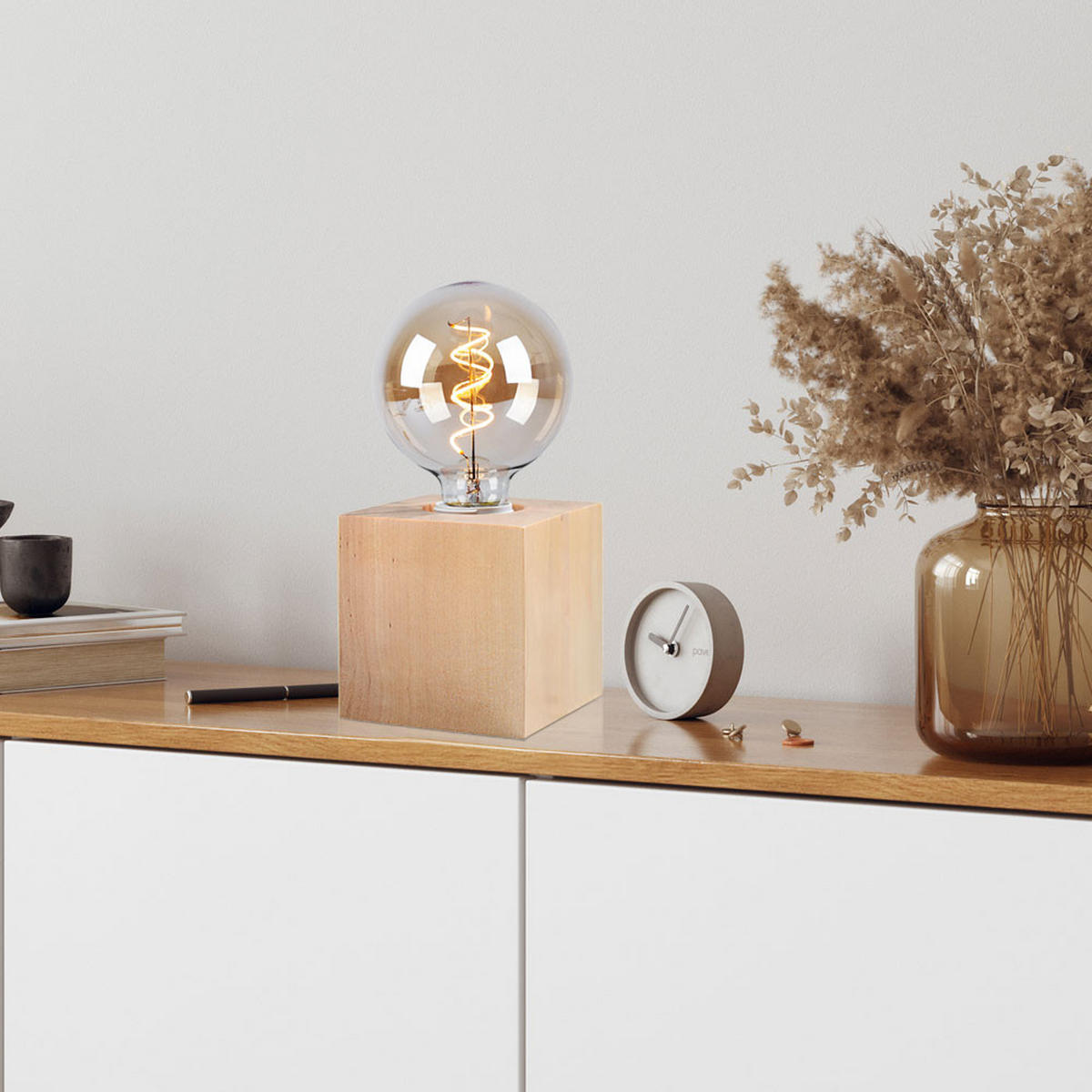 TISCHLEUCHTE ARIZ Holzoptik Braun - Braun, Holz (10/10/10cm)