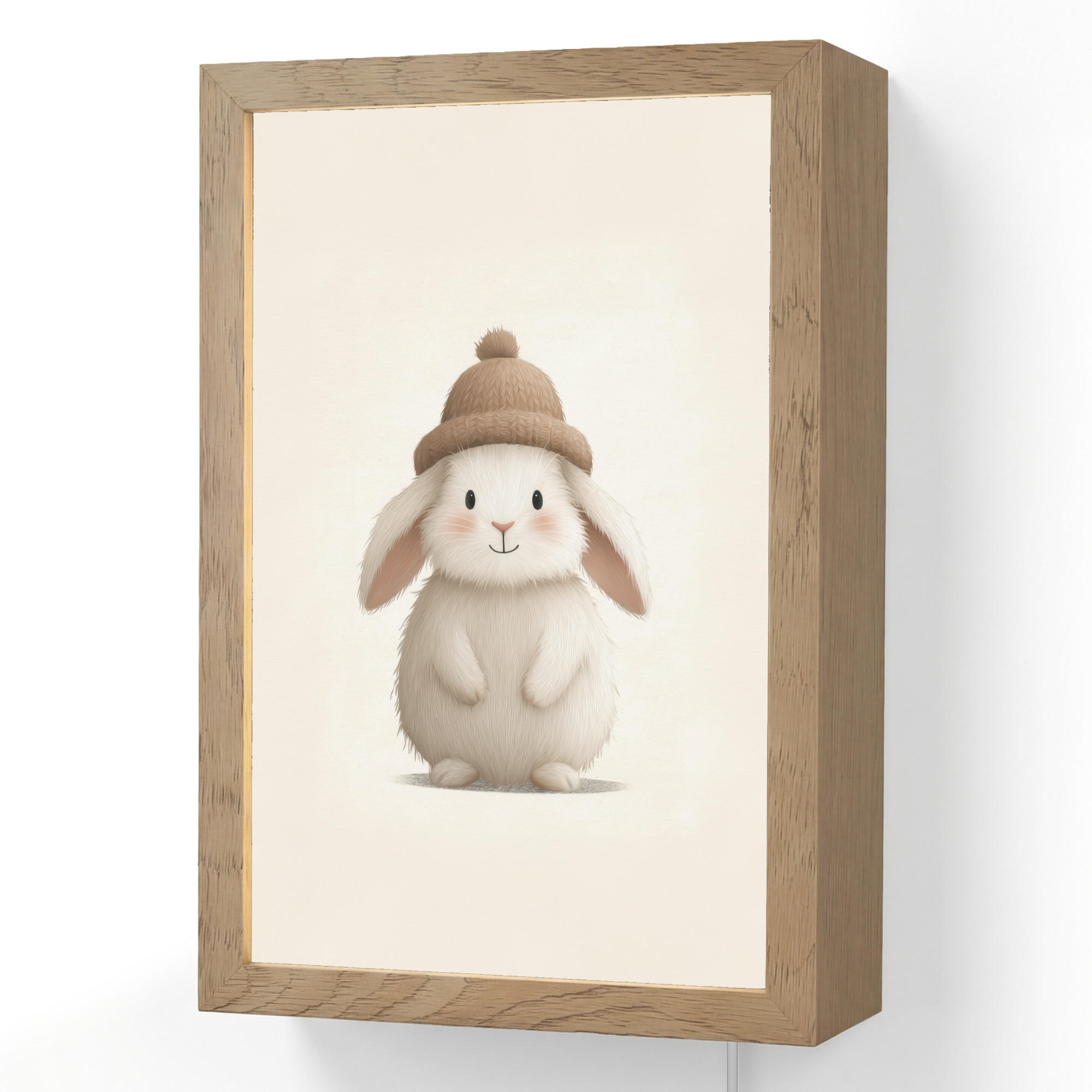 NÁSTĚNNÁ LAMPA Králík - Klobouk - Uši - béžový 20x30 cm - krémová, kompozitní dřevo (20/30/8cm) - OnlyWow