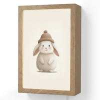 NÁSTĚNNÁ LAMPA Králík - Klobouk - Uši - béžový 20x30 cm - krémová, kompozitní dřevo (20/30/8cm) - OnlyWow