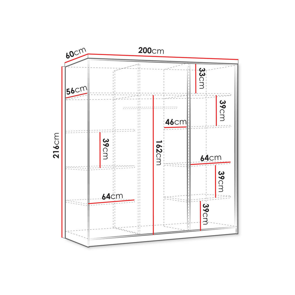 Thumbnail - Mirjan24 Schiebetürenschrank, Weiß, Metall, Rechteckig, 200x216x60 cm, Schlafzimmer, Kleiderschränke, Schwebetürenschrän...