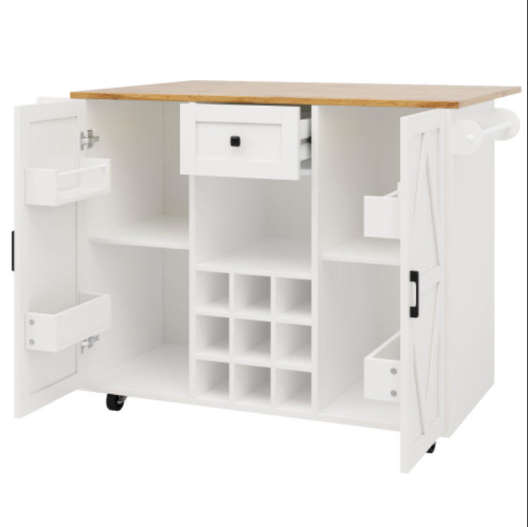 KÜCHENWAGEN, ausziehbar, Holzoptik, multifunktionaler Stauraum - Weiß, Holzwerkstoff (49.02/16/104.9cm) - Vallsero