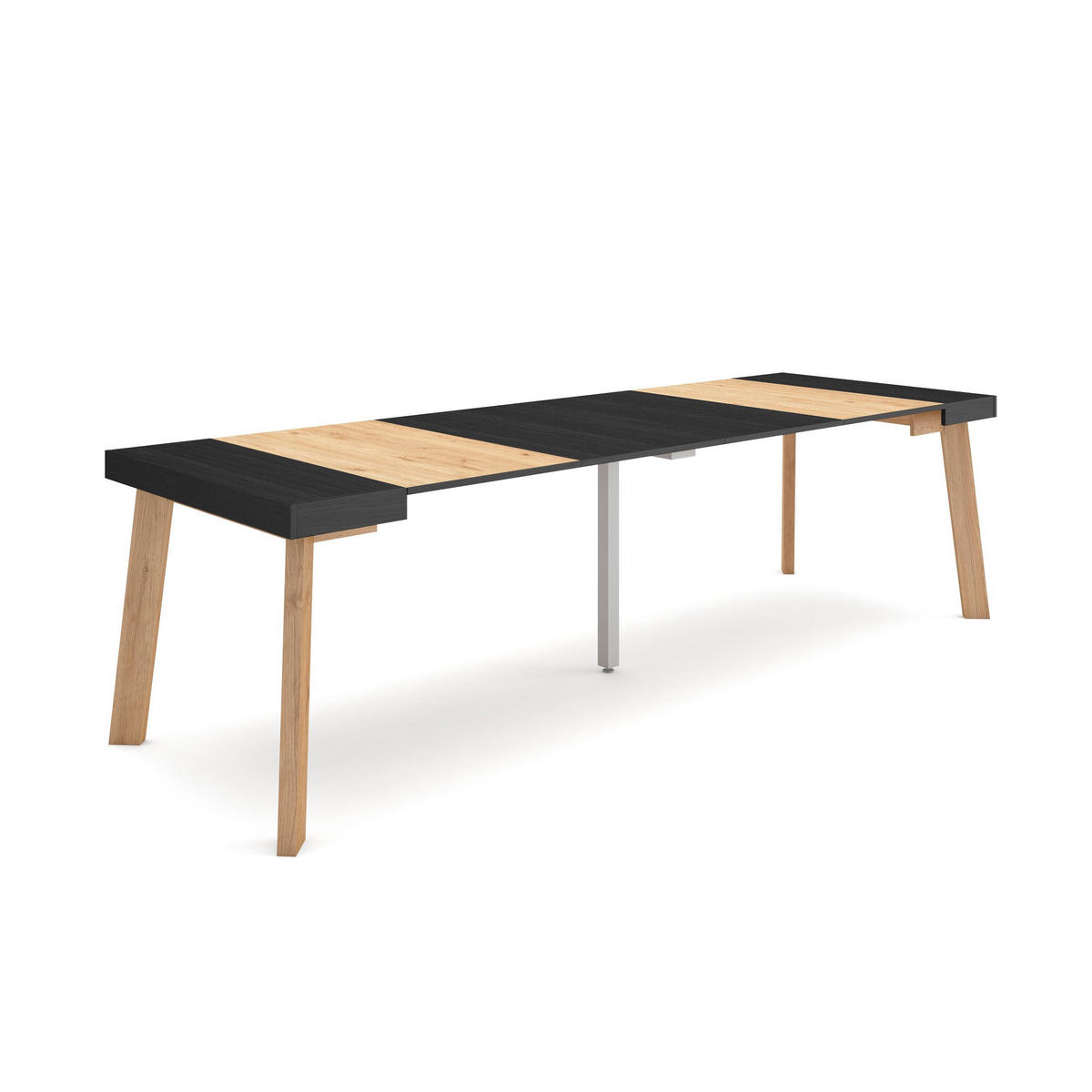 KONSOLENTISCH ausziehbar 58 bis 262cm, für 12 Gäste, schwarz eiche, 90/58/73cm - Eichefarben/Multicolor, Holzwerkstoff (90/262/73cm) - Skraut Home