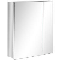 SPIEGELSCHRANK mit 3 Innenböden, Doppeltür, Edelstahl, Silber - Silberfarben, Glas (13/60/54cm) - Kleankin