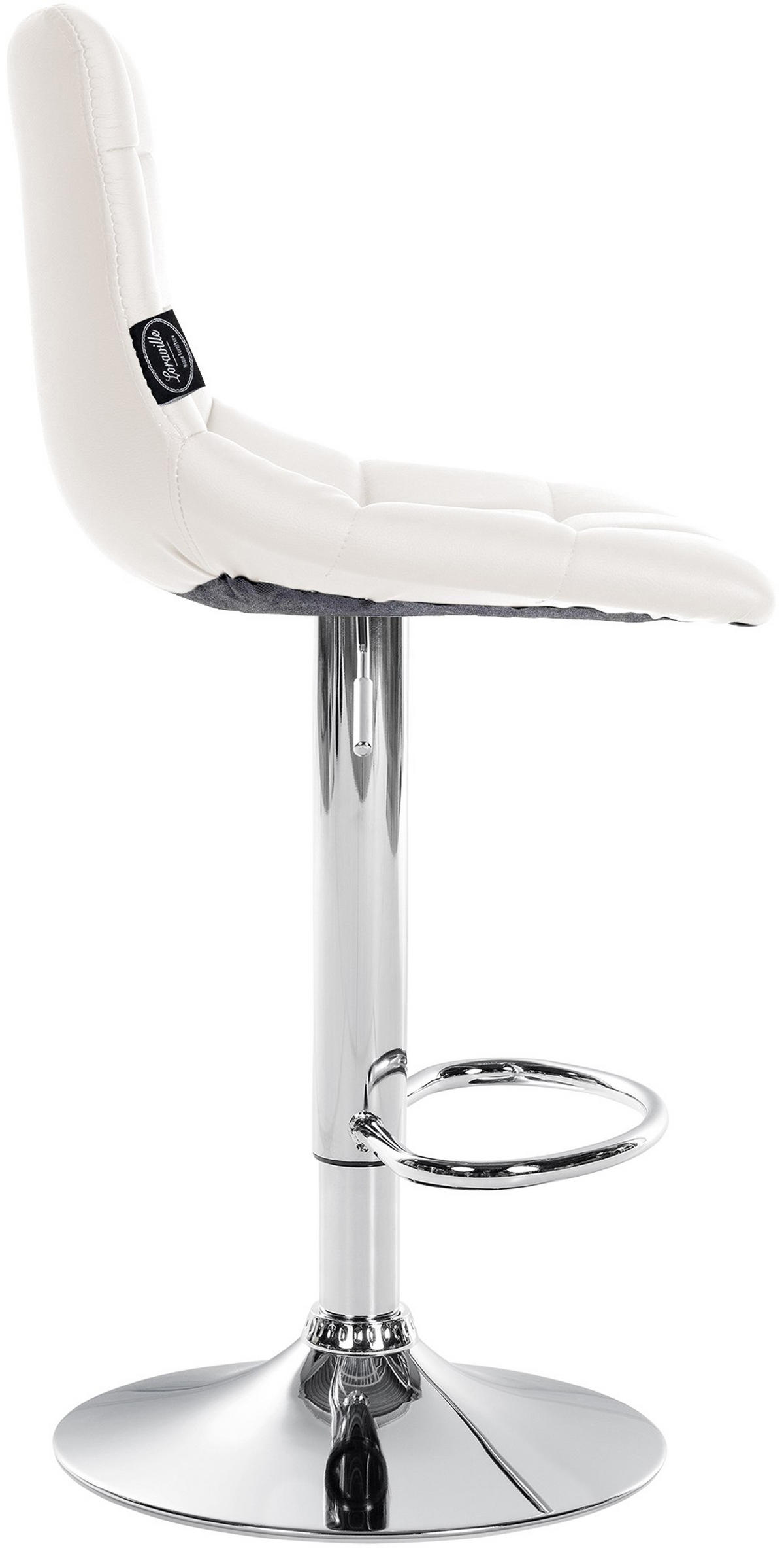 BARHOCKER 2er Set James Kunstleder chrom weiß - Chromfarben/Weiß, Kunststoff/Metall (43/108.5/46.5cm) - TPFLiving