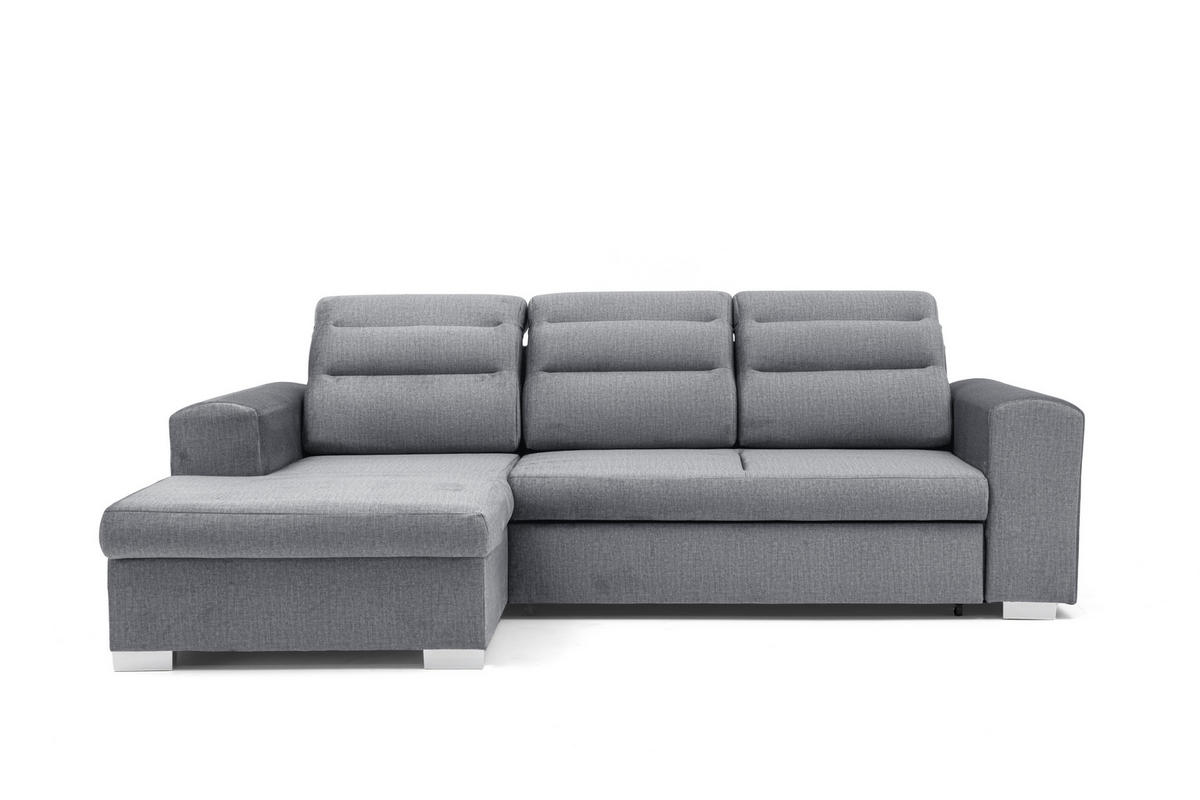 ECKSOFA CLOUD S Links mit Schlaffunktion 120x200 Velours Grau - Chromfarben/Grau, Holz/Kunststoff (155/260cm) - Muffo