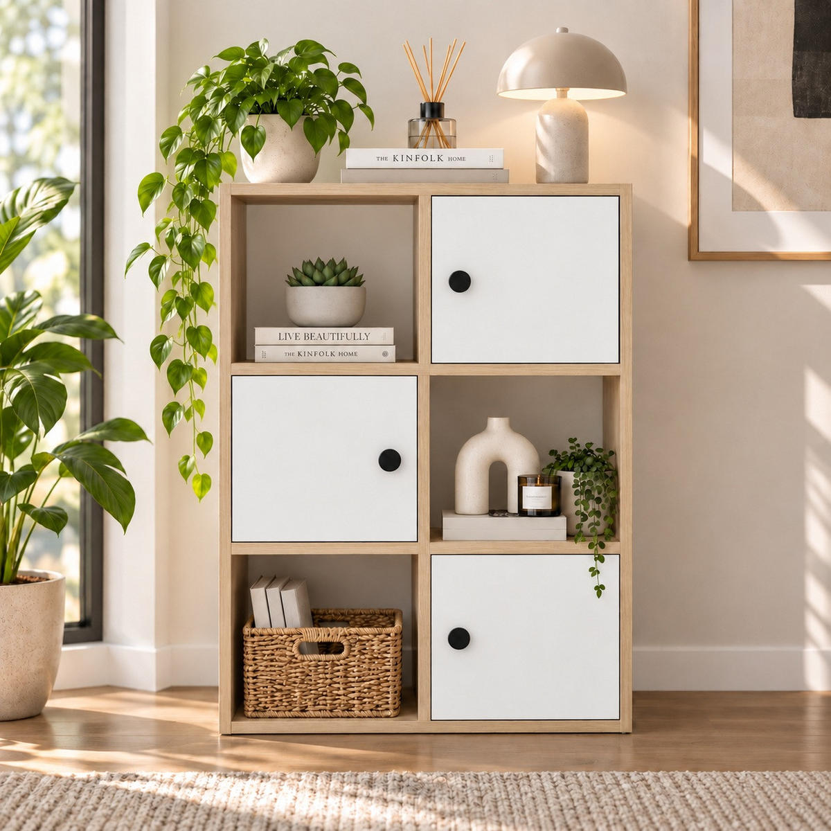BÜCHERREGAL Tilton Eiche Weiss - Eichefarben/Weiß, Holzwerkstoff (25/93/72cm) - Decorotika