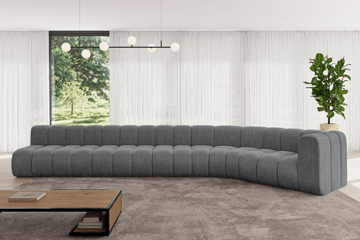 ECKSOFA modulares Sofa Karex-L3 - 490x194x70 cm Dunkelgrau - Dunkelgrau, Holzwerkstoff/Textil (490/194cm) - ALTDECOR