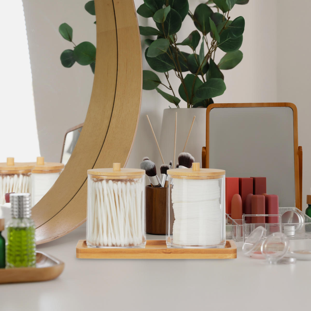 WATTESTÄBCHENBEHÄLTER - Multicolor, Holz/Kunststoff (19/11/9cm) - Relaxdays