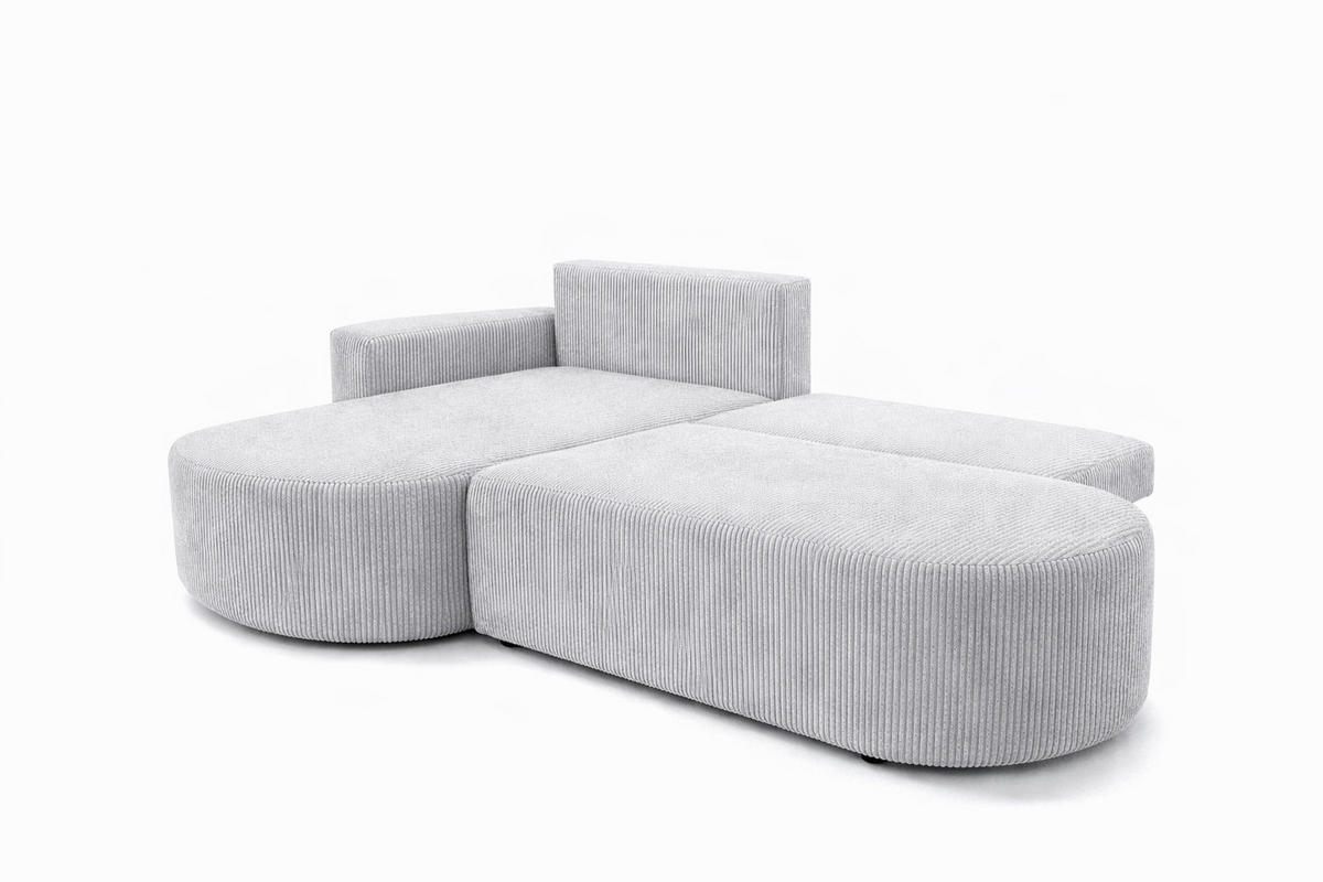 ECKSOFA Mit Schlaffunktion Und Bettkasten, Cordstoff Poso, Hellgrau, Links, ROUND ONE OPEN XL - Hellgrau, Holz (262/175cm) - Kaiser Möbel