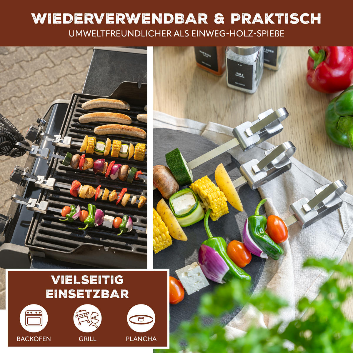 GRILLSPIESSE 6-er-Set, silber, Metall - Edelstahlfarben, Metall (43cm) - bremermann