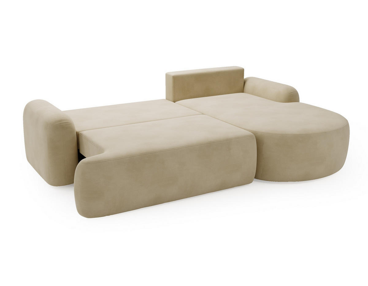 ECKSOFA Cloudy Beige, Sofa aus Velourstoff mit Kissen, rechte seite - Beige, Holzwerkstoff/Textil (261/177cm) - Bettso