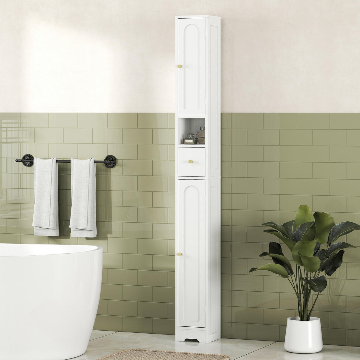 HOCHSCHRANK DE-12539 20/20/185 cm Weiß - Weiß, Holzwerkstoff (20/185/20cm) - ComfortXL