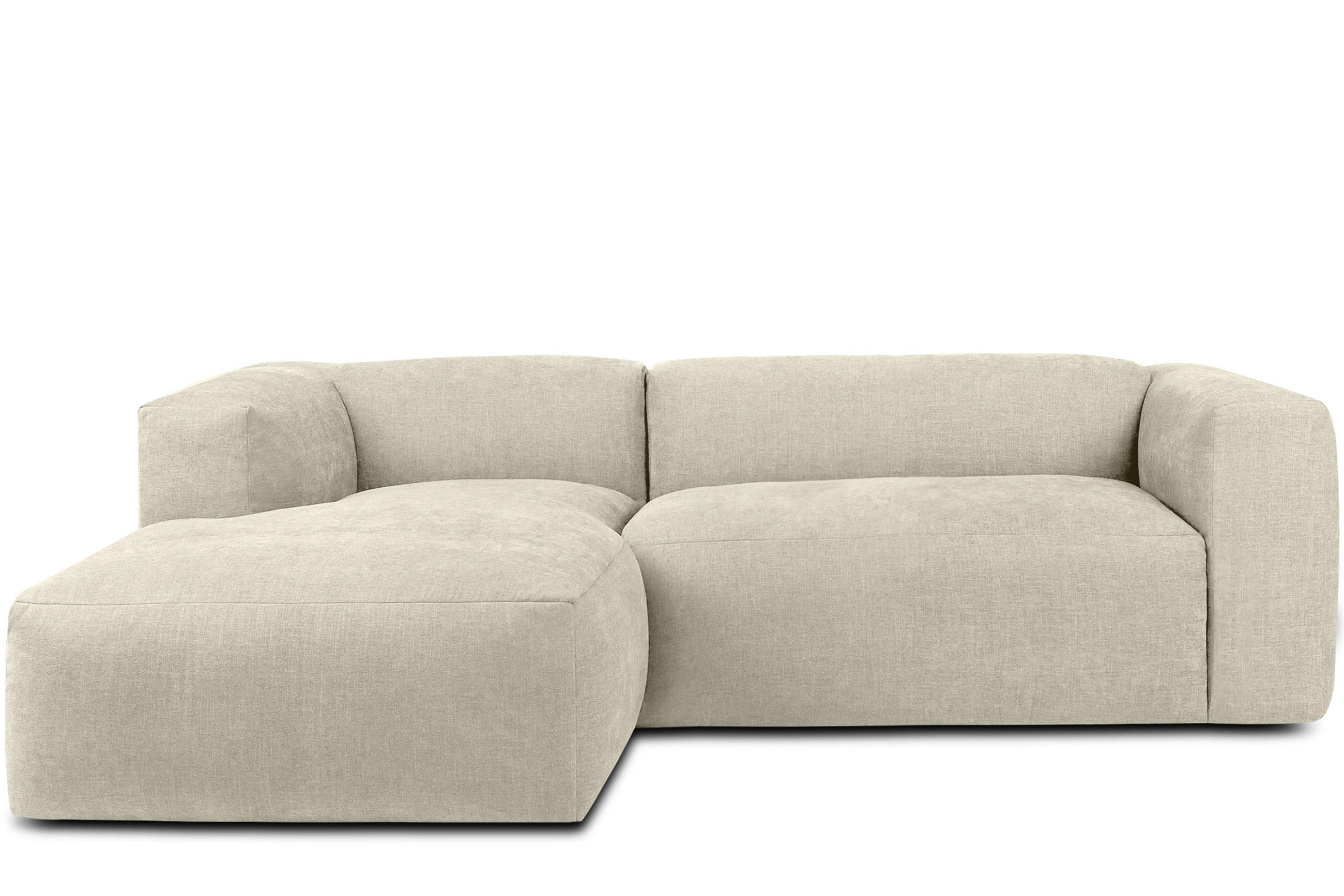 ECKMODULSOFA-LINKS BUFFO 3/4 Sitzer mit extrem weicher Sitzfläche, Gewebestoff, ecru - Ecru, Textil (237/180cm) - KONSIMO®