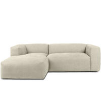 ECKMODULSOFA-LINKS BUFFO 3/4 Sitzer mit extrem weicher Sitzfläche, Gewebestoff, ecru - Ecru, Textil (237/180cm) - KONSIMO®