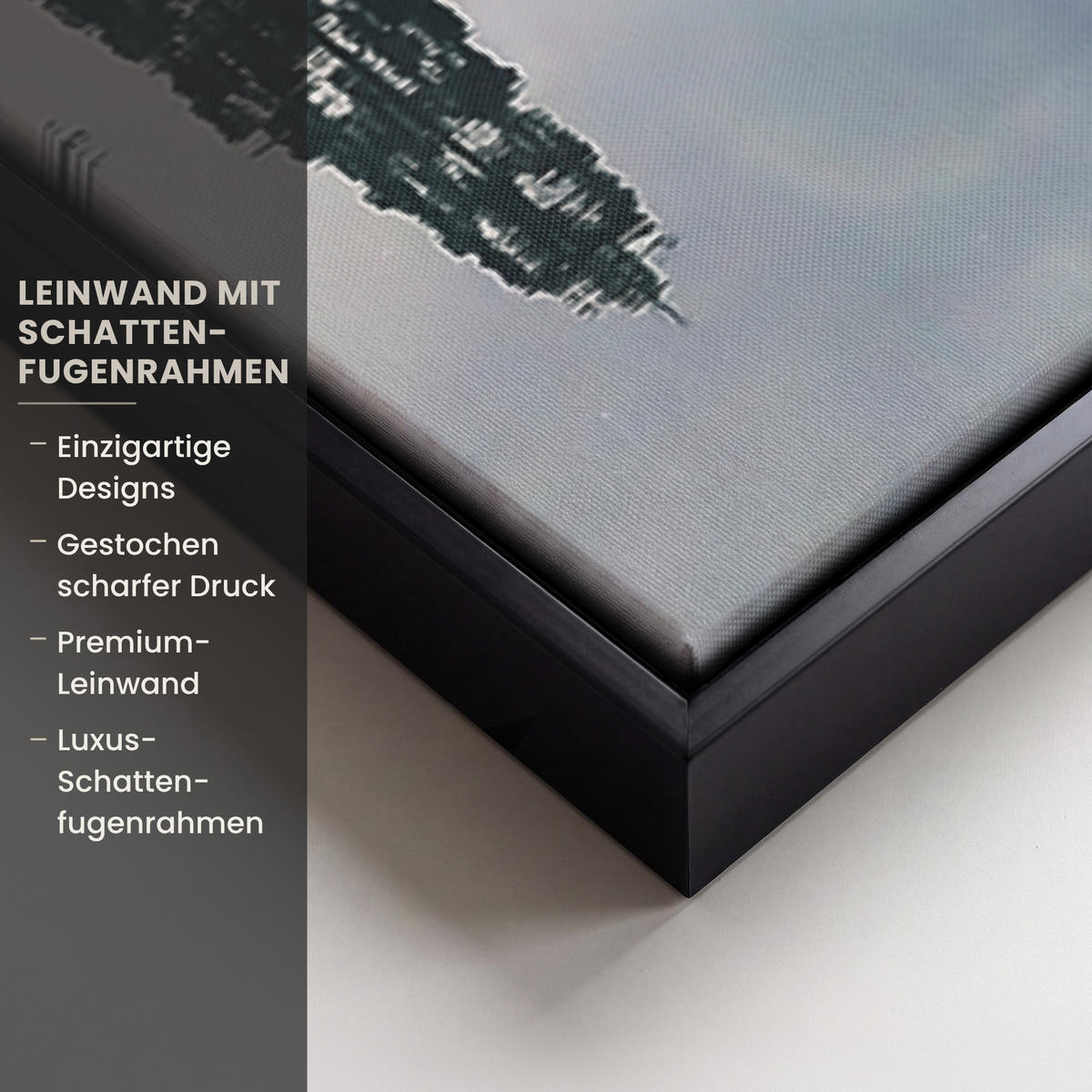 LEINWAND Bilder mit Rahmen - Natur - Bäume - Berge - See - Wasser - 60x90 - Hellgrün, Textil (60/90cm) - MuchoWow