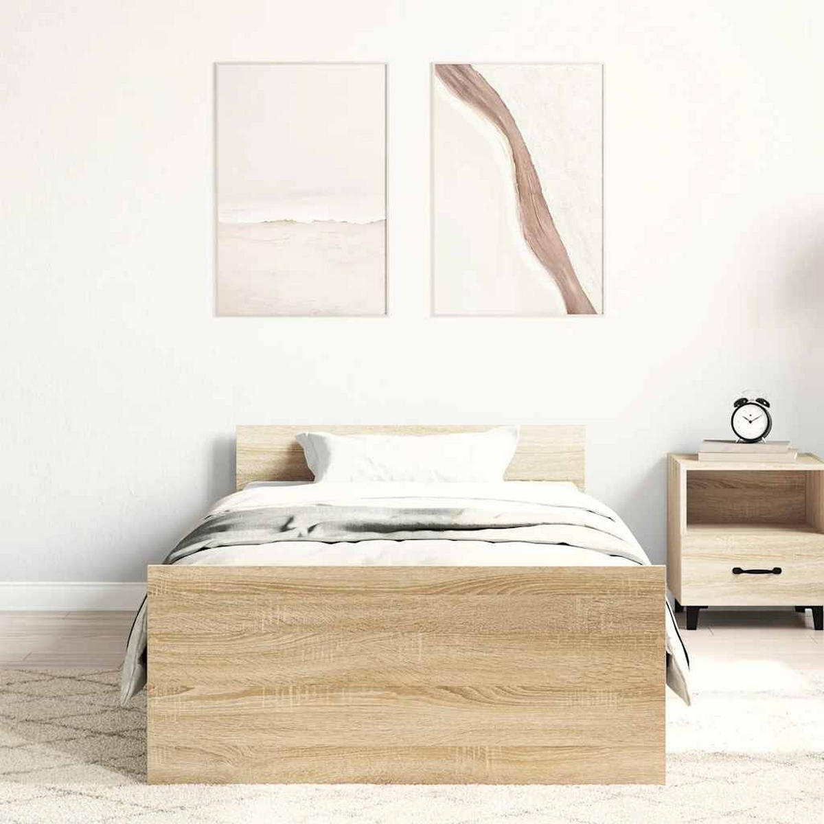 BETTGESTELL Ohne Matratze Sonoma-Eiche 90/190 Cm Holzwerkstoff - Braun, Metall (90/190cm) - vidaXL
