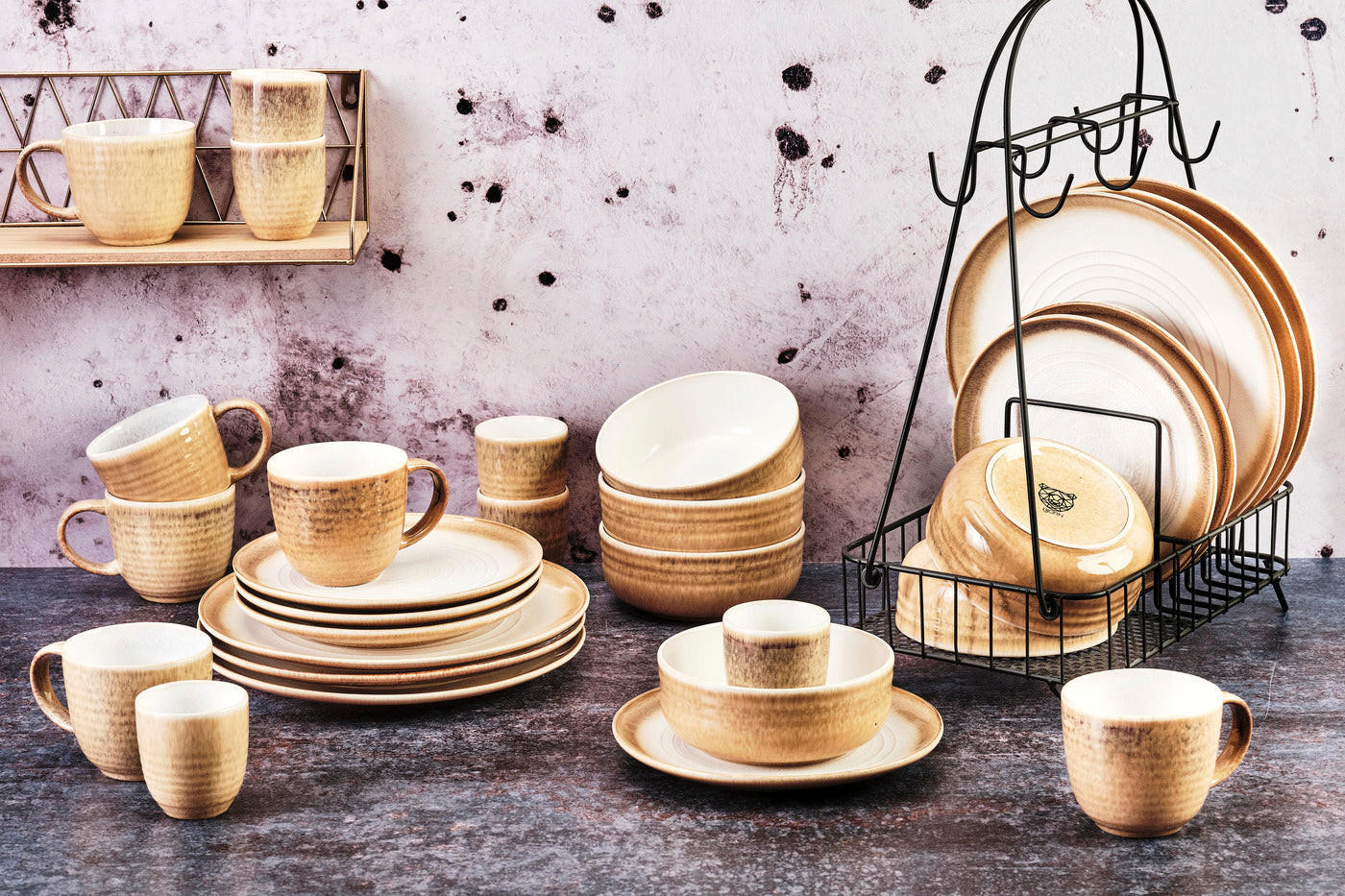 KOMPLETTSERVICE Cosmos -30er-Set - Crème - Beige, Keramik (1/1/1cm) - Björn