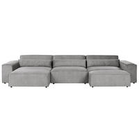 ECKSOFA Modul 4-Sitzer rechtsseitig Grau Stoff mit Ottomane Hellnar - Dunkelgrau, Textil (176/364cm) - Beliani