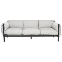 GARTENSOFA 3-Sitzer Aluminium hellgrau/schwarz Esperia - Schwarz/Grau, Metall (211/80/96cm) - Beliani