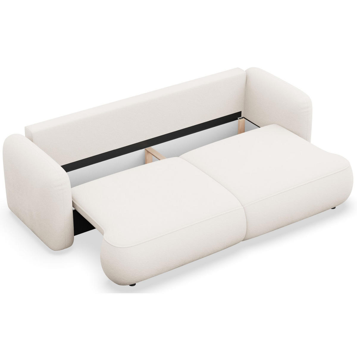 3-SITZER SCHLAFSOFA Tvoya Creme Chenille - Creme/Schwarz, Kunststoff/Textil (253/82/110cm) - Selsey