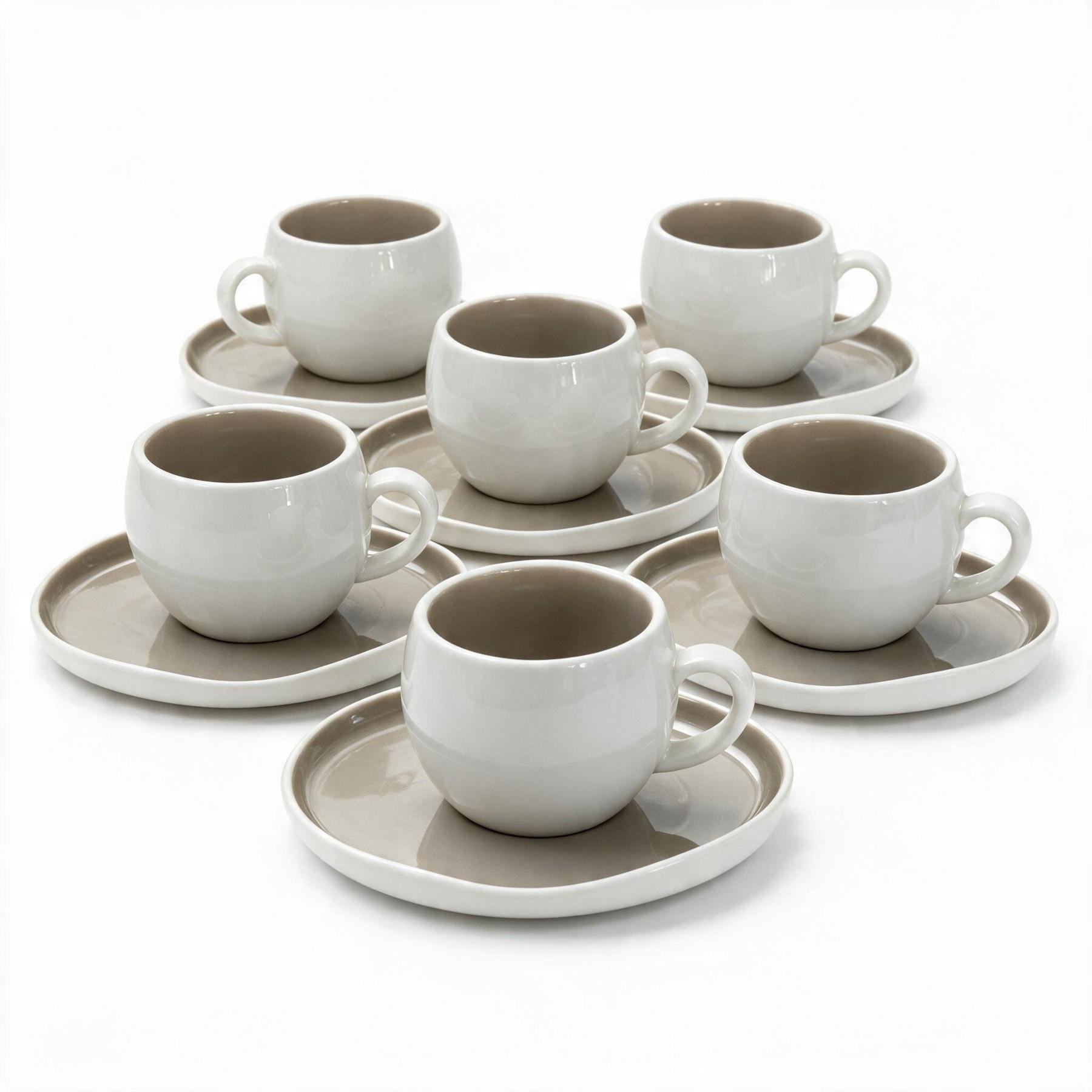 KAFFEETASSEN-SET Aura beige 12 tlg. - Beige, Keramik (38/10/38cm) - Mulex
