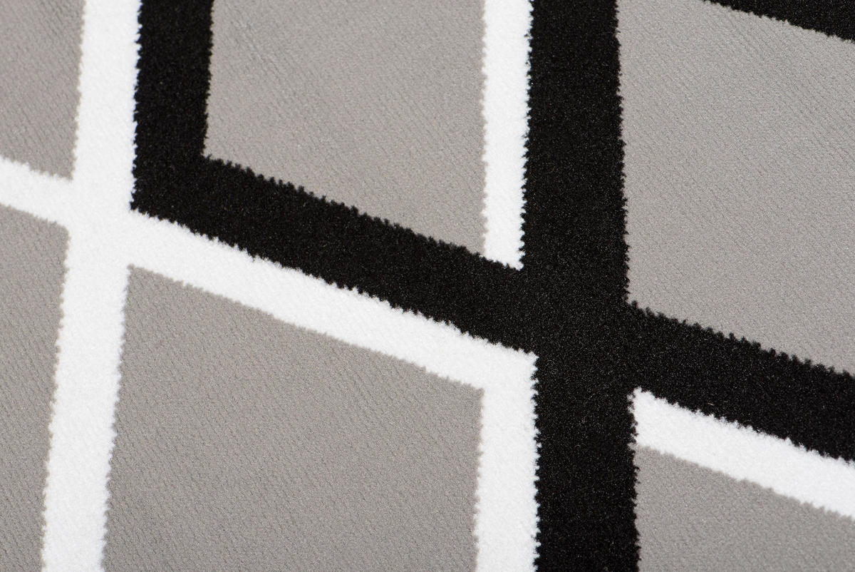 TEPPICH LUXURY Grau Karo Rauten 80/150 cm - Grau, Textil (80/150cm) - Tapiso