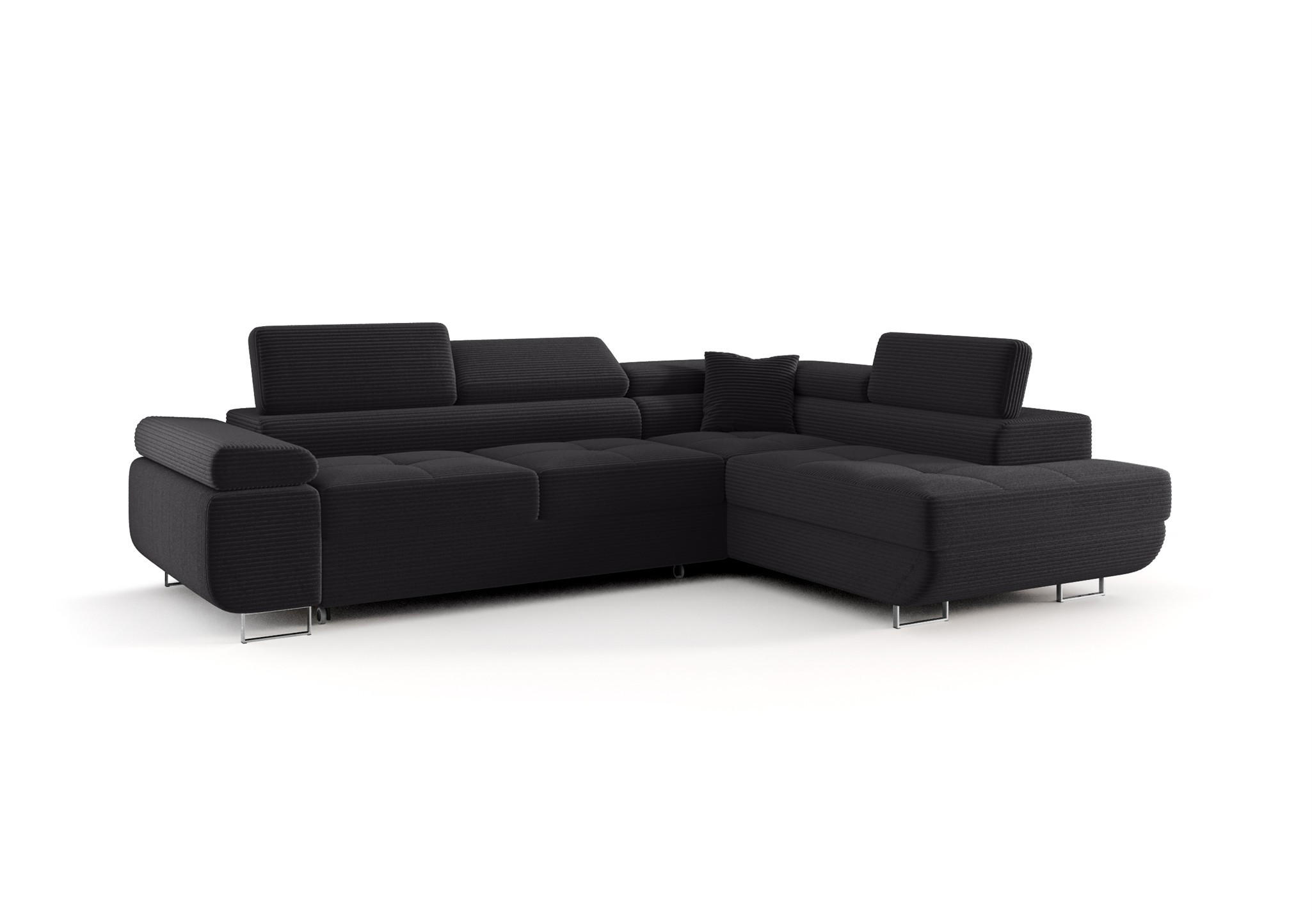 ECKSOFA Monaro Mit Schlaffunktion - Dunkelgrau, Holzwerkstoff/Textil (275/202cm) - Fun Möbel
