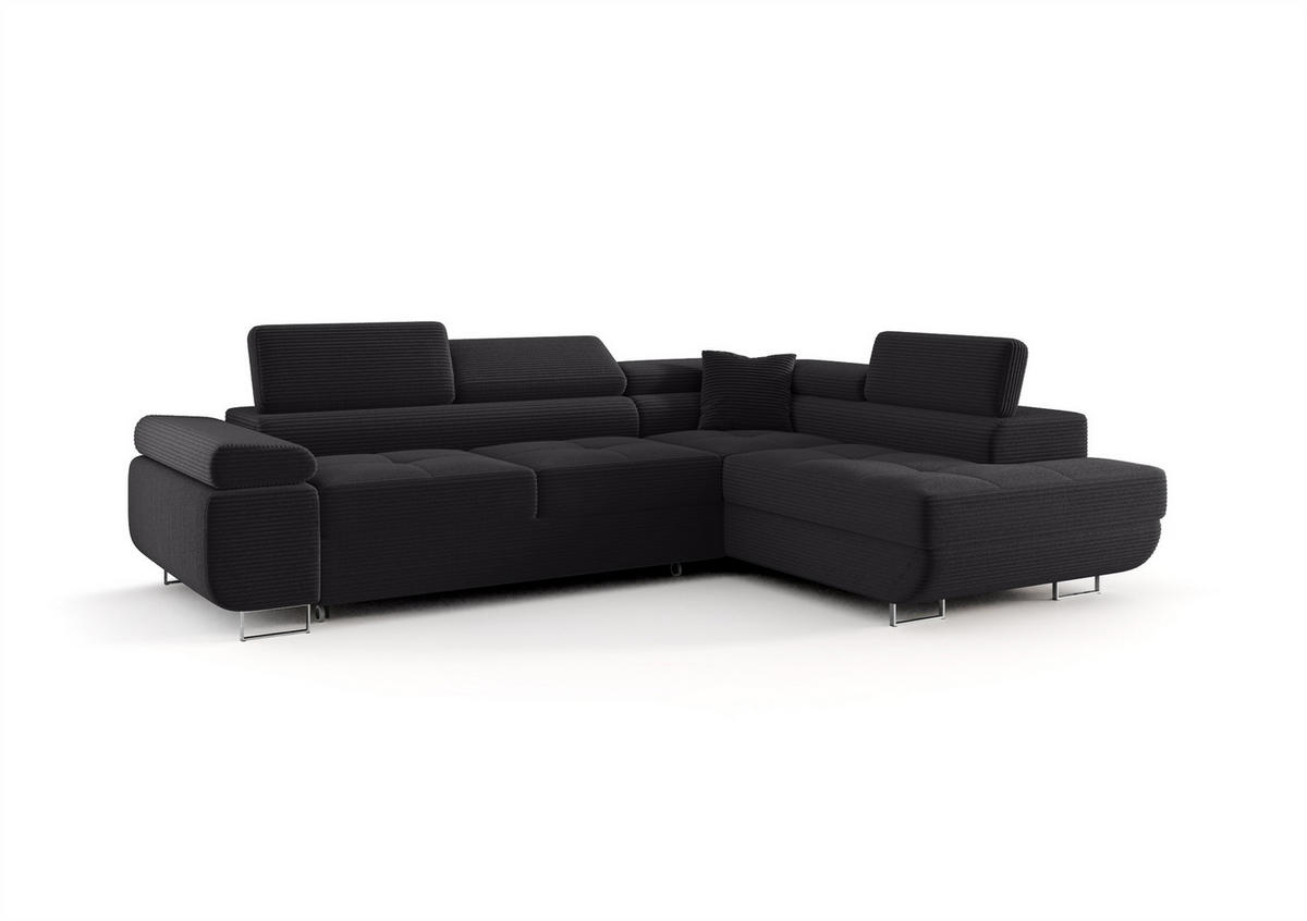 ECKSOFA Monaro Mit Schlaffunktion - Dunkelgrau, Holzwerkstoff/Textil (275/202cm) - Fun Möbel