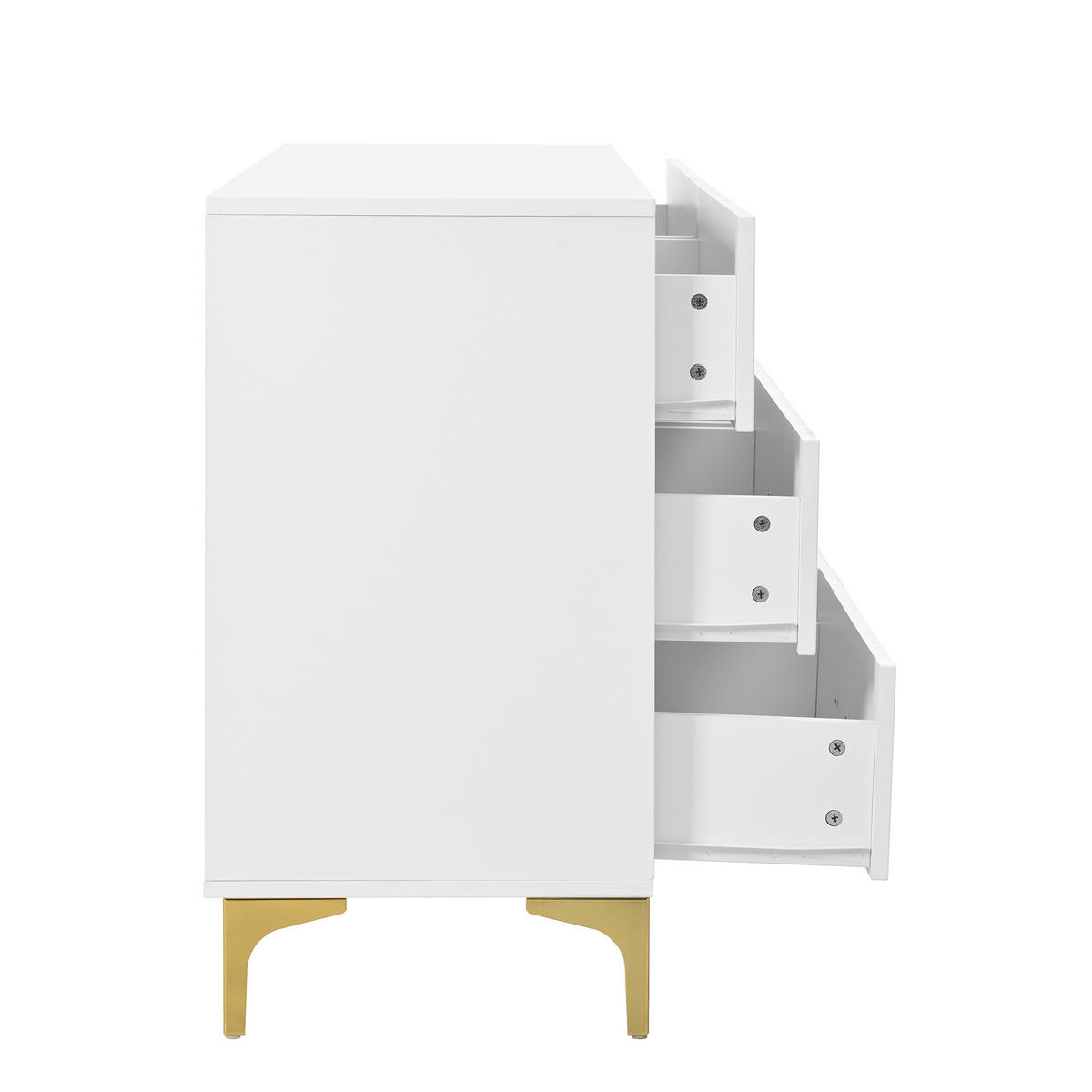 KOMMODE mit 6 Schubladen Weiß 120x40x76cm - Weiß, Holzwerkstoff (40/76/120cm) - FLIEKS