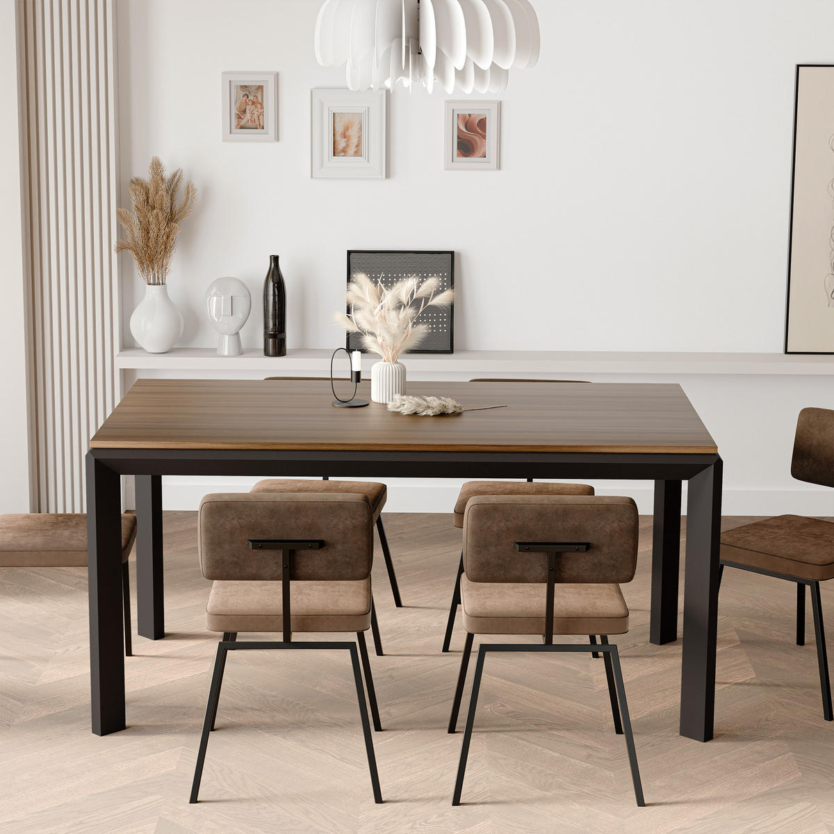 AUSZIEHTISCH FARO 180-270/90/76 cm, Franklin-Nussbaum / Schwarz - Nussbaumfarben/Schwarz, Holzwerkstoff/Metall (90/180/76cm) - Idohome