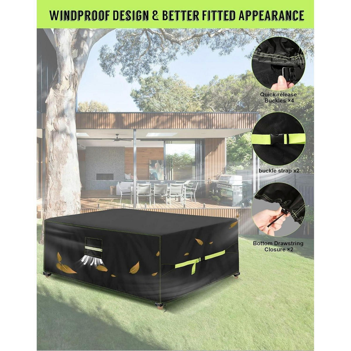 ABDECKHAUBE Gartenmöbel 160 x 150 x 85 cm 420D Oxford Wasserdicht UV-Beständig - Schwarz, Kunststoff (10/5/20cm)
