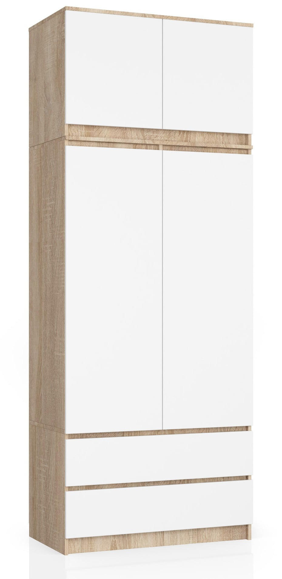 KLEIDERSCHRANK Eiche Sonoma, Weiß 234/90/51 - Weiß/Sonoma Eiche, Holzwerkstoff (90/234/51cm) - RAUMHIRSCH FURNITURE
