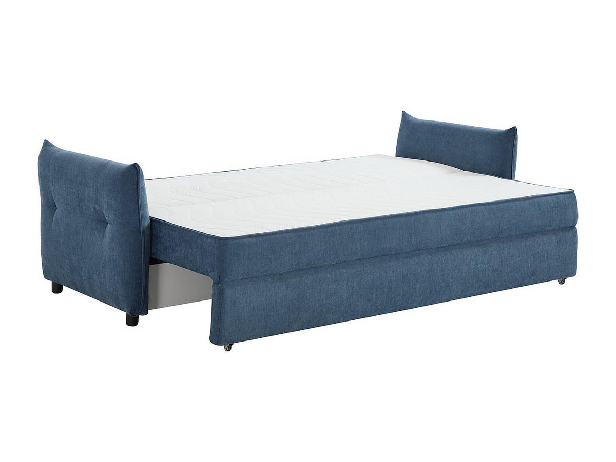 3-SITZER-SCHLAFSOFA aus blauem Stoff mit Memory-Schaum-Sitz SITALA - Blau, Textil (220/92/87cm) - Vente-Unique