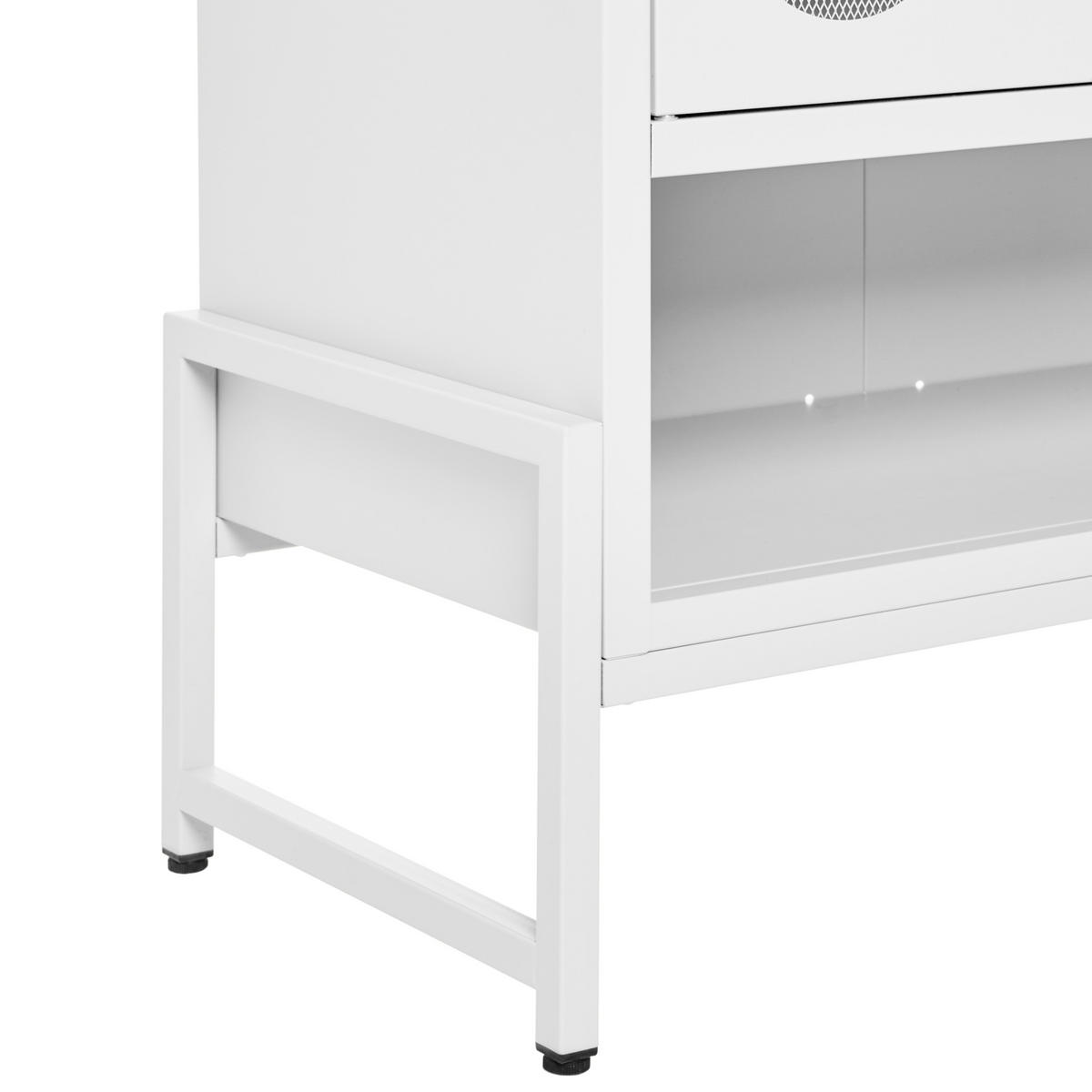 SIDEBOARD mit 2 Türen Metall Weiß Soletta - Weiß, Metall (84/108/35cm) - Beliani
