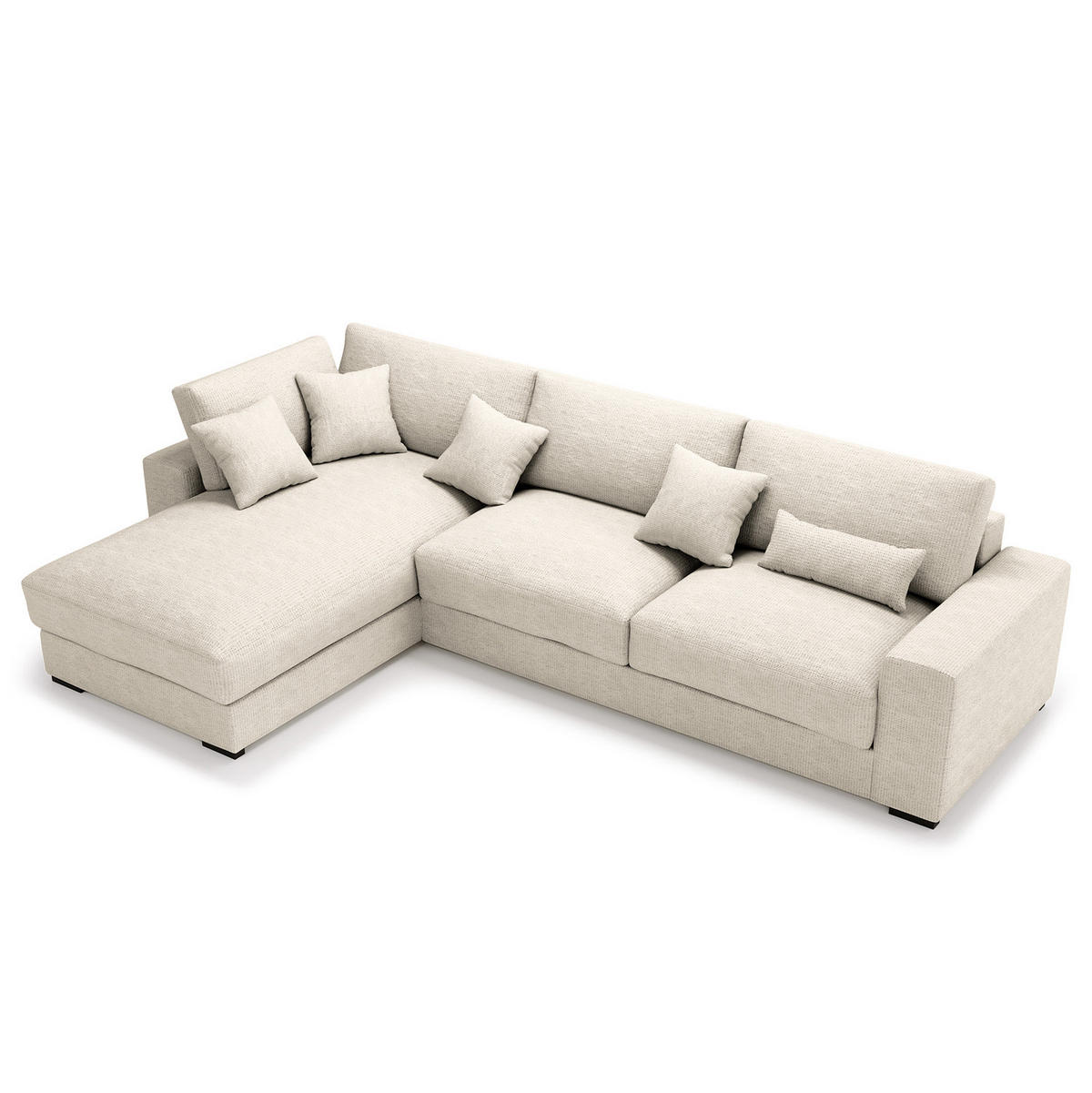 ECKSOFA mit Longchair - Schwarz/Grau, Kunststoff/Textil (340/205cm) - home24