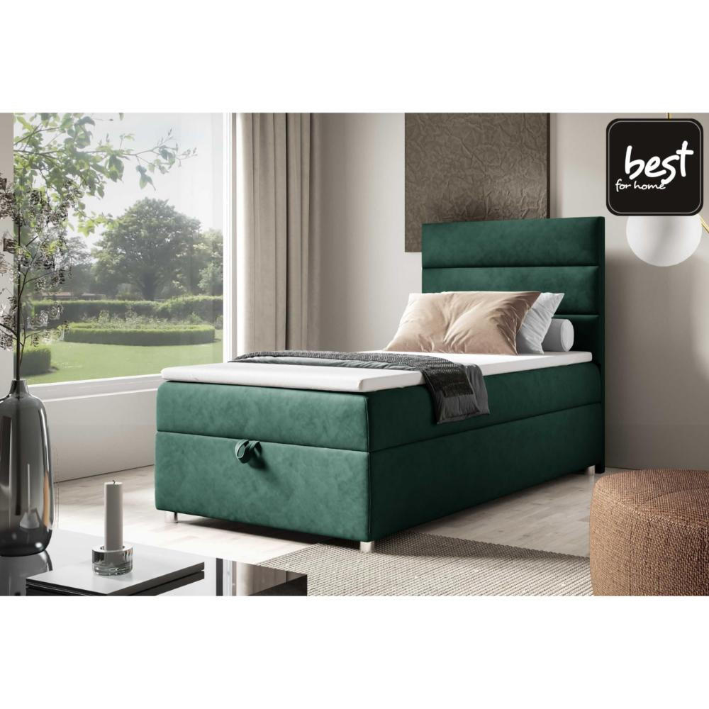 BOXBETT mit Bettkasten Trinity K4-SINGLE Bonellfederkern inkl. Topper - Grün, Holz/Holzwerkstoff (100/200cm) - Best For Home
