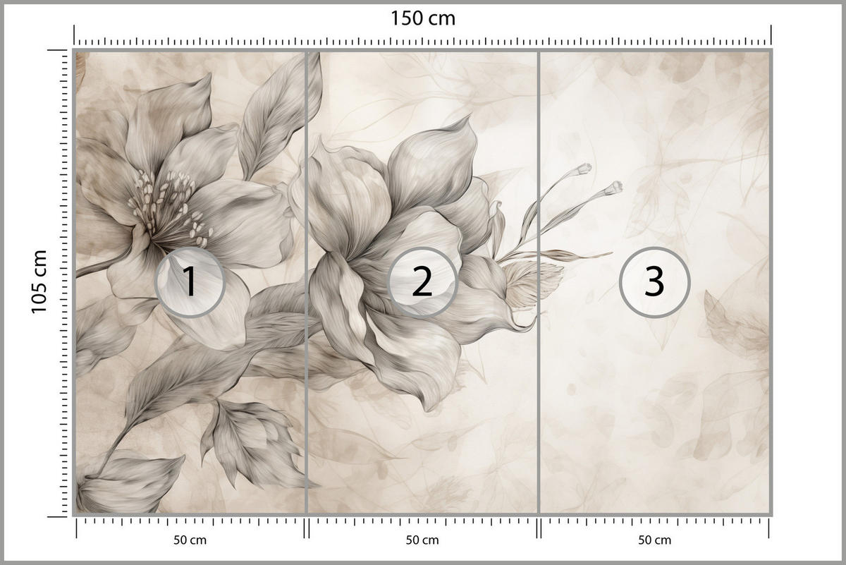 FOTOTAPETE für Wohnzimmer Abstrakt Blume Pflanzen 150x105 - Beige/Braun, Papier (150/105cm) - Muralo
