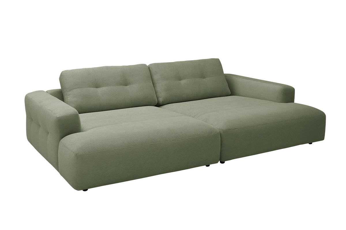 BIG SOFA MIKA Grün Cord - Schwarz/Grün, Kunststoff/Textil (300/86/167cm) - KAWOLA