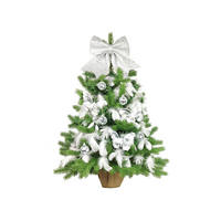 LAALU WEIHNACHTSBAUM geschmückt künstlich SILVER LUCK 60 cm mit LED-BELEUCHTUNG IM TOPF - Silberfarben/Weiß, Kunststoff (60cm) - LAALU