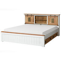 BETT mit Schublade Massivholz Mango 180 x 200 x 107 weiß RAILWAY #572 - Weiß, Holz (180/200cm) - Massivmoebel24