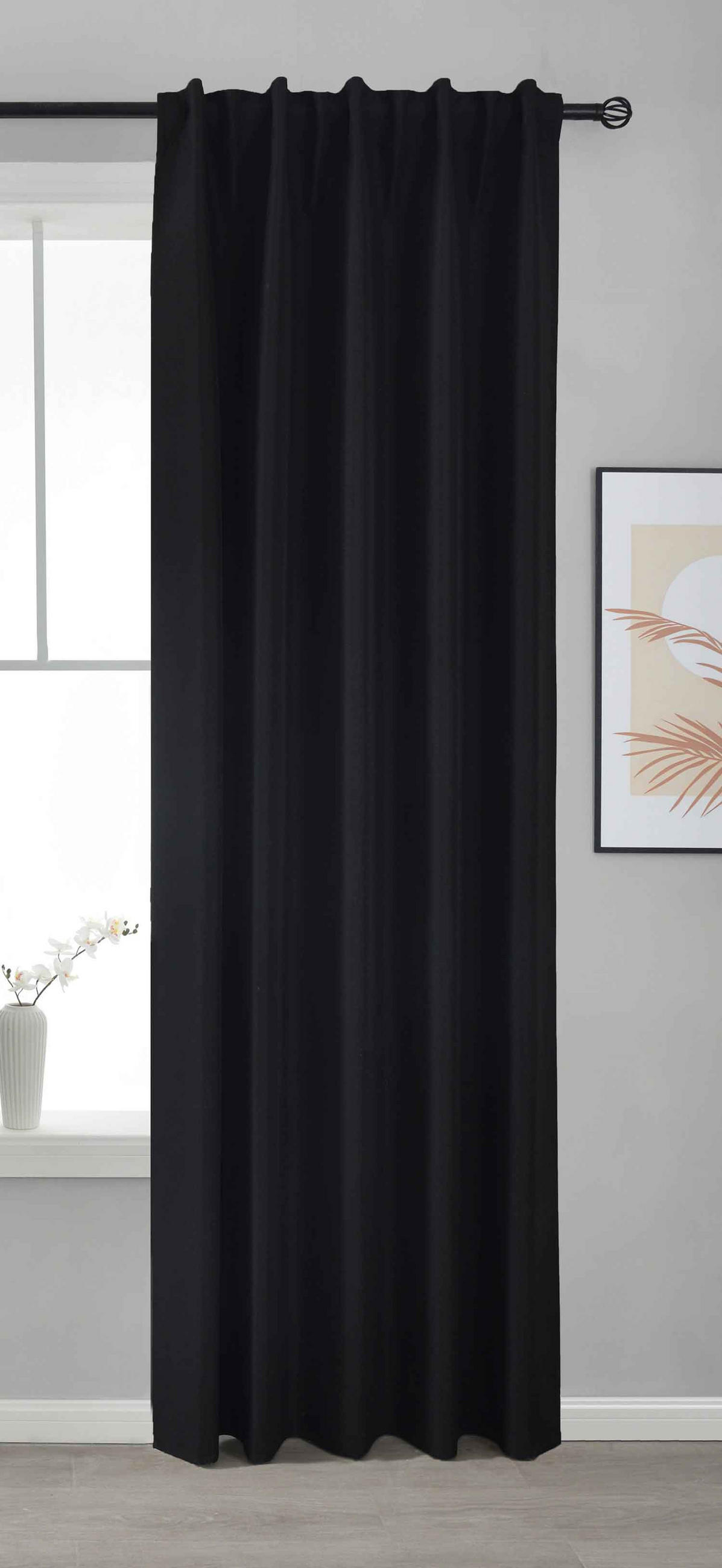 VORHANG BOSTON DARK HxB 245x140 cm Schwarz - Schwarz, Textil (140/245cm) - Gardinenbox