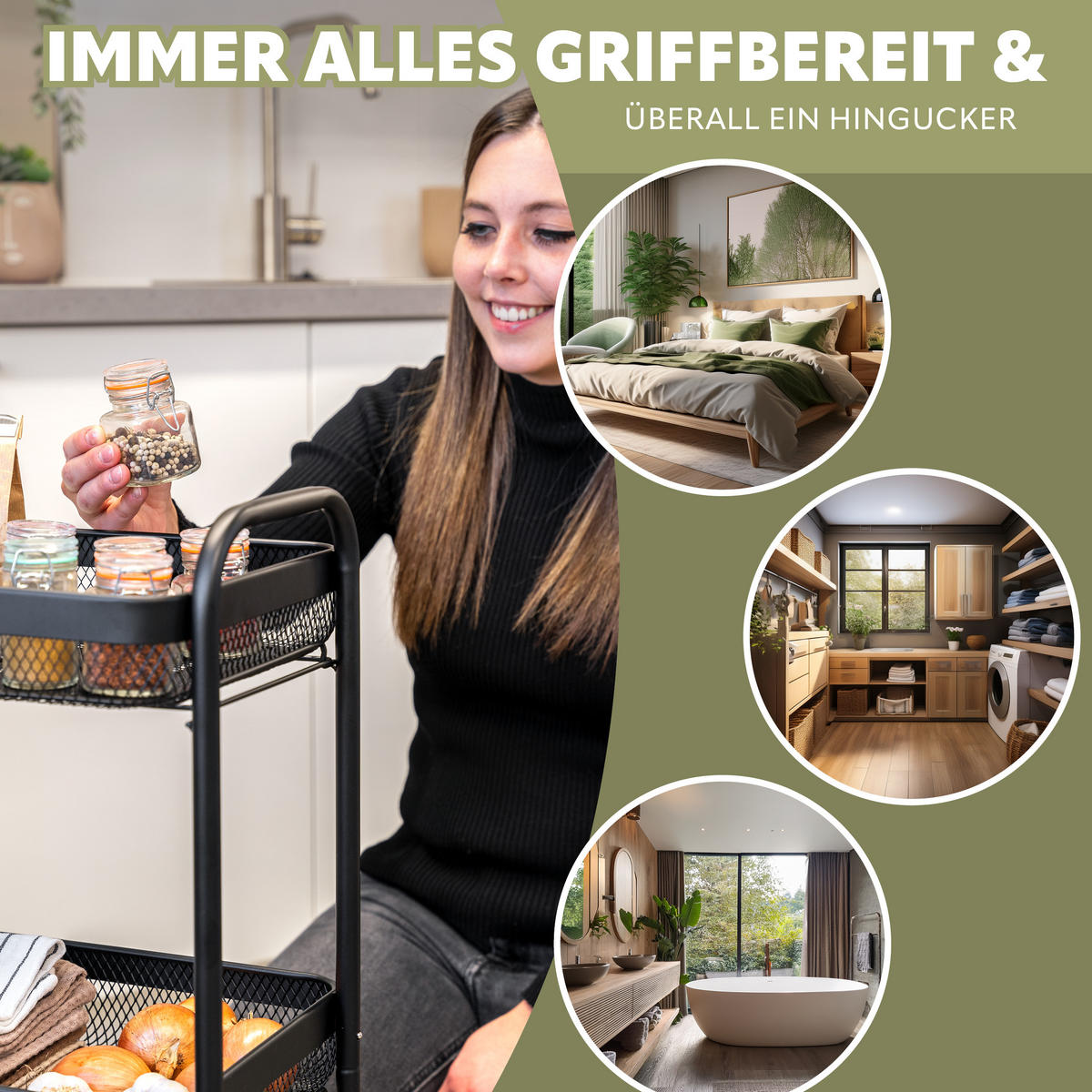 ROLLWAGEN, schwarz, Metall - Schwarz, Metall (47/79.5/27cm) - eluno