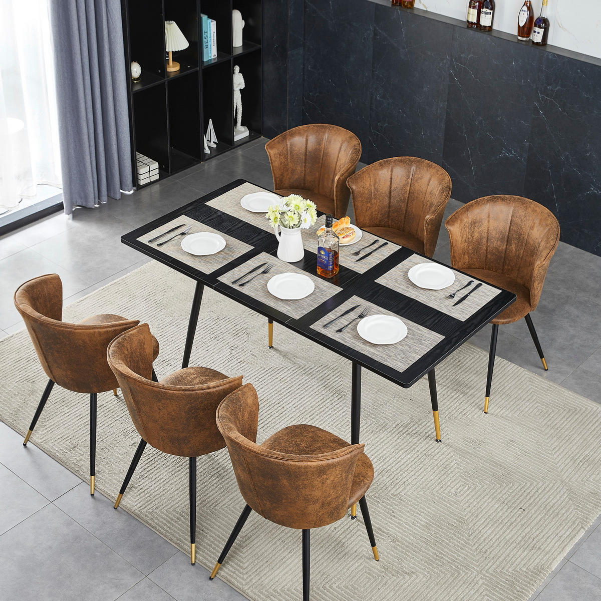 ESSTISCH ausziehbar für 4–6 Personen Schwarz - Schwarz, Metall (160/80/75cm) - Meubles Cosy
