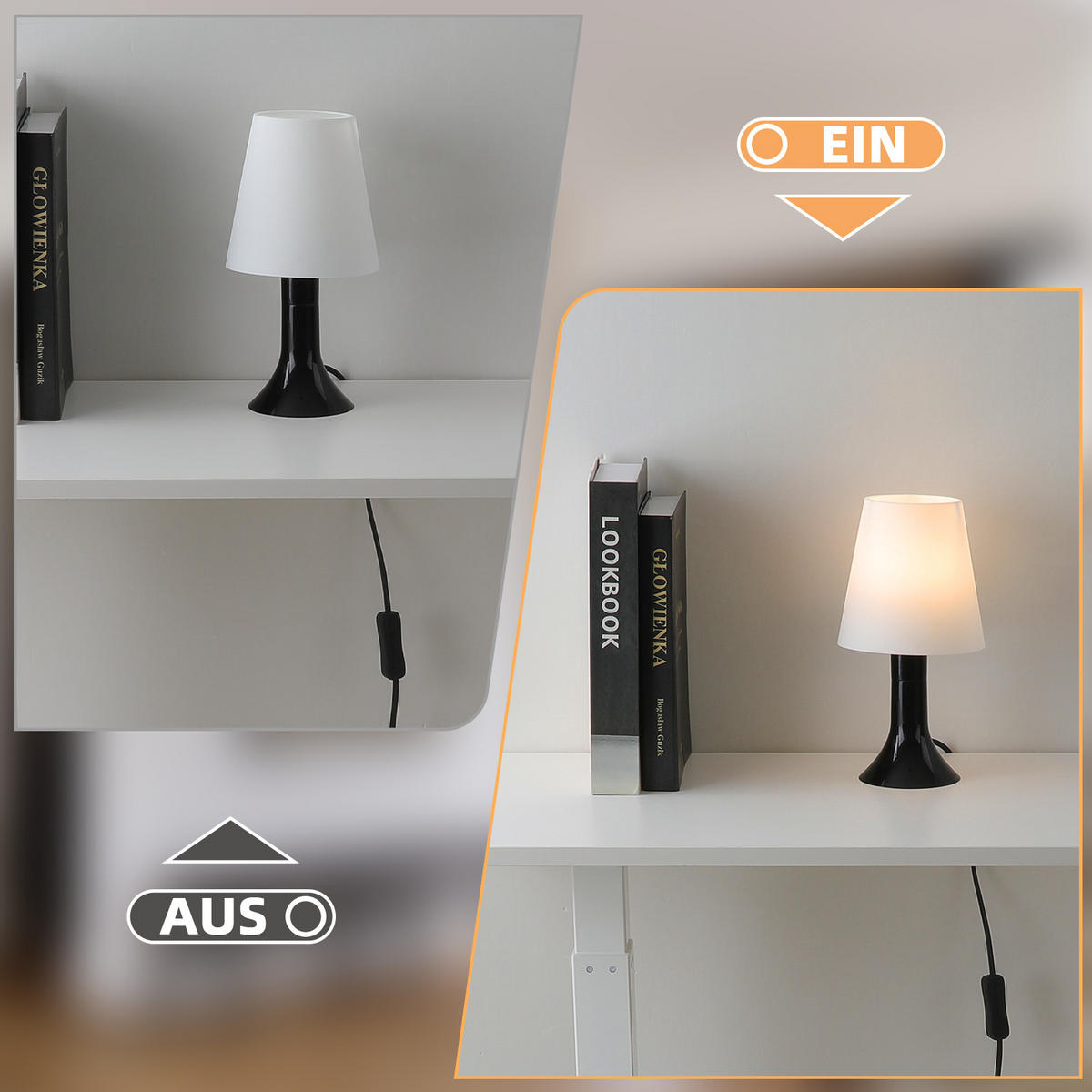 TISCHLEUCHTE Naumov (2er-Set) - Schwarz, Kunststoff (24.5/9/13cm) - Nettlife