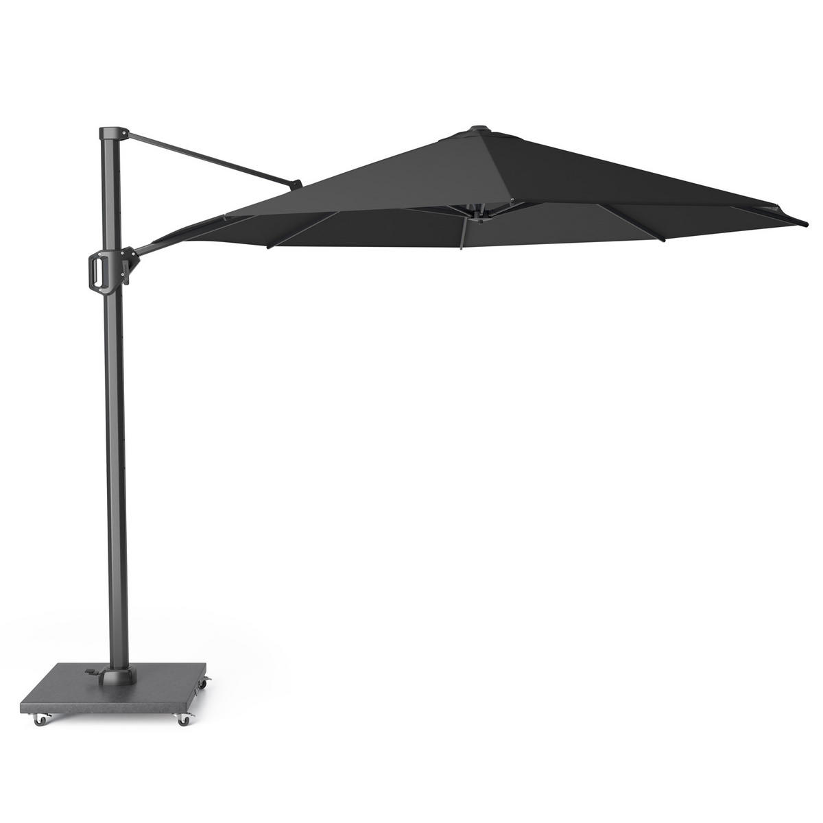 AMPELSCHIRM rund 3.5 m Challenger T¹ Premium 360° kippbar schwarz/anthrazit - Schwarz, Metall (350/350cm) - Platinum