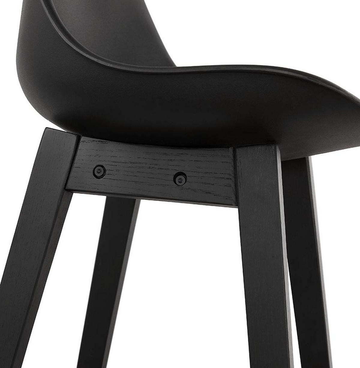 BARHOCKER Kunstleder Eichenholzbeine Sitzhöhe 75cm Skandi-Stil MIRANOX, Schwarz 56x48x112 cm - Schwarz, Eichenholz/Kunststoff (48/112/56cm) - KADIMA DESIGN