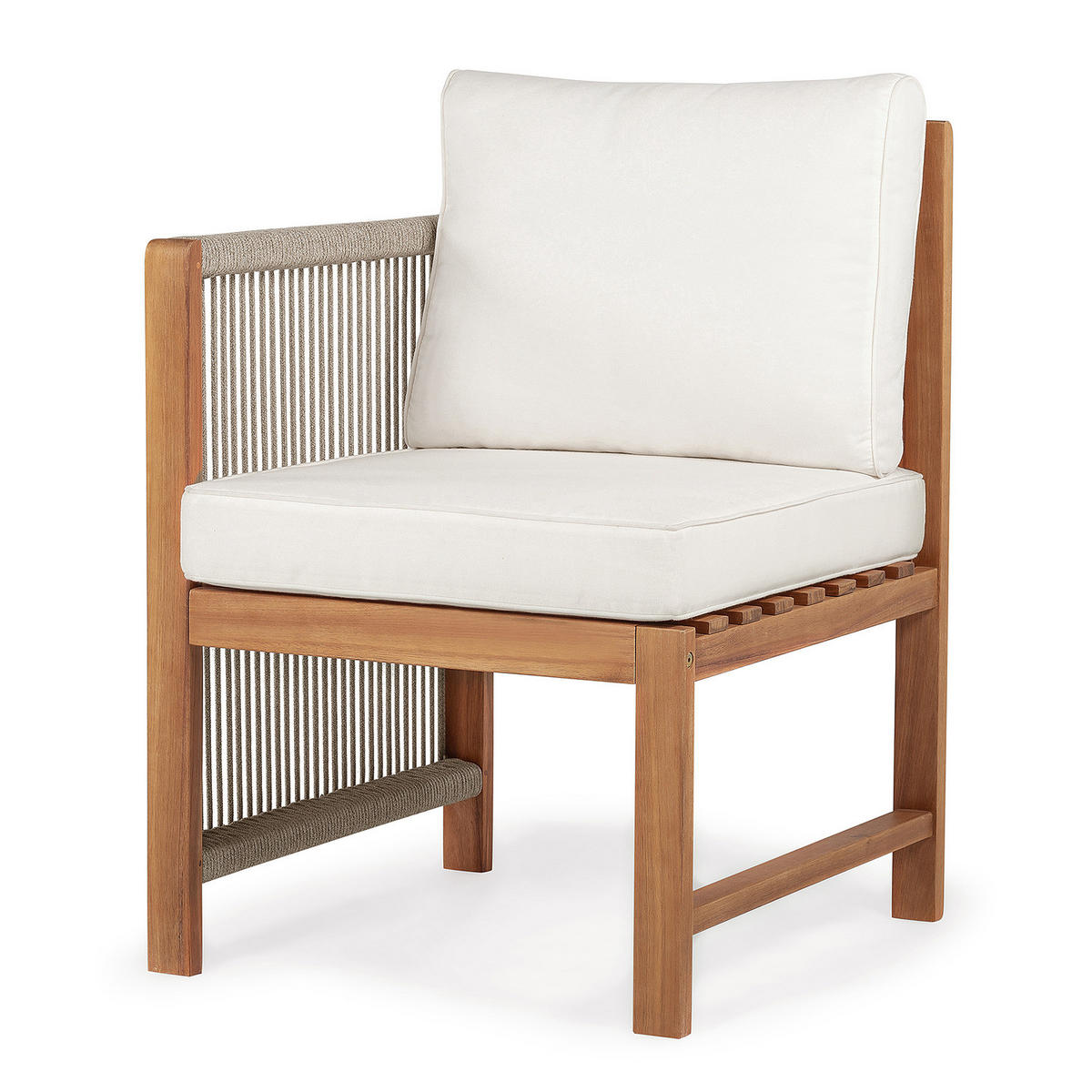 DINING-LOUNGESET - Akazie massiv / Polyester - Braun / Beige - 10-teilig - Beige/Braun, Holz/Textil - home24