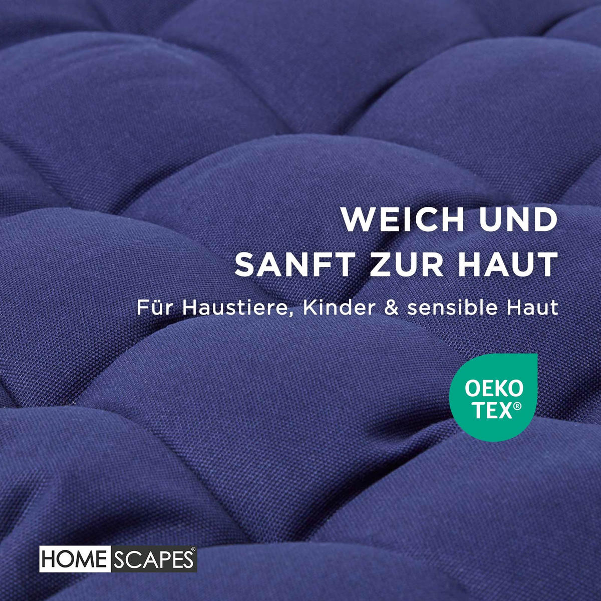 BANKAUFLAGE 3-Sitzer dunkelblau 143/48/5 cm - Dunkelblau, Textil (143/48/5cm) - Homescapes
